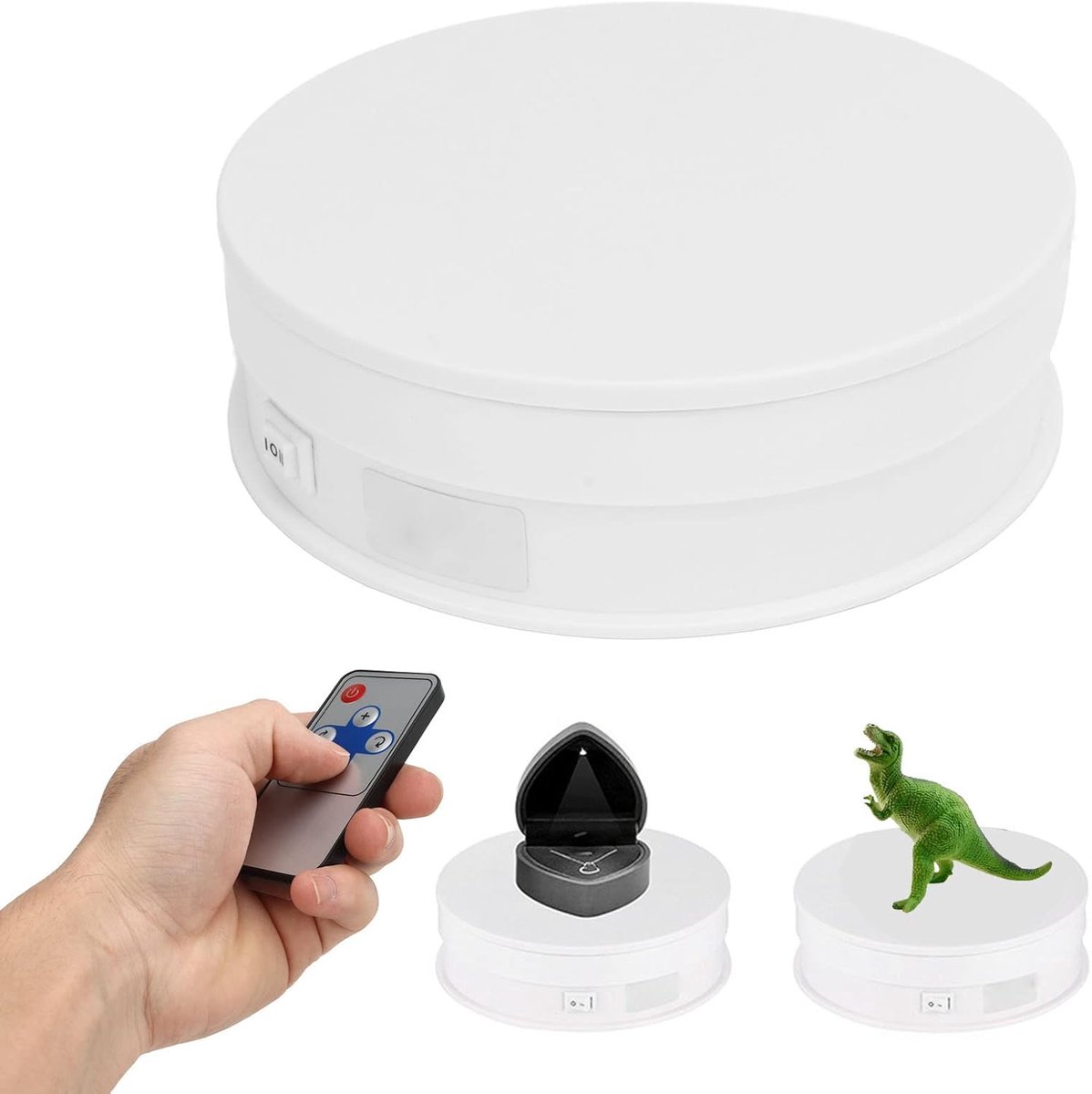 SnelShoppen - 360 Graden Elektrische Draaischijf, Rotating Display Stand met Afstandsbediening, Stille Rotatie, ABS PC Materiaal, 15 Cm Diameter, 3KG