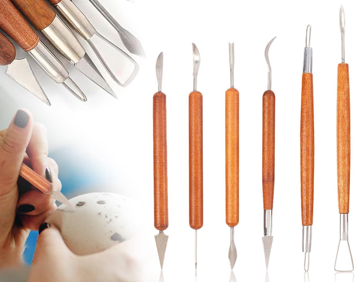 SnelShoppen - Kapsing 6-delige Modelleerset, Keramische Modelleer Tools, Kleipot Maker Gereedschap Set, Sculptuur Keramische Snijgereedschap voor Crea