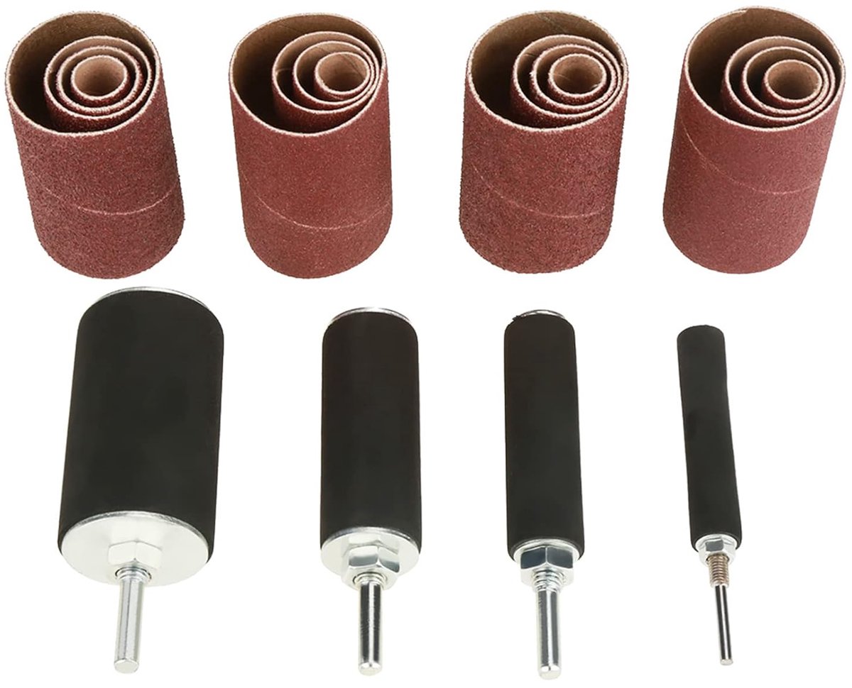 SnelShoppen - Set van 20 Stuks Schuurdrum Kit, Schuurmachine Set, Spindelschuurder Gereedschap met Koffer voor Kolomboor, Rubber Drums en Schuurmoffen