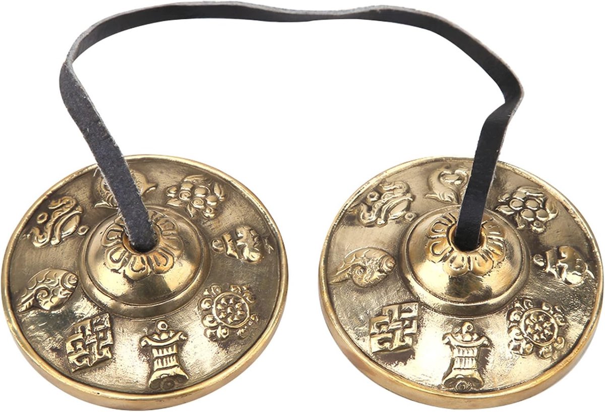 SnelShoppen - Cloche Tibétaine van Laiton - Handgemaakte Meditatiebel - 6.5 cm - Unieke Klank voor Boeddhistische Ceremonies en Ontspanning