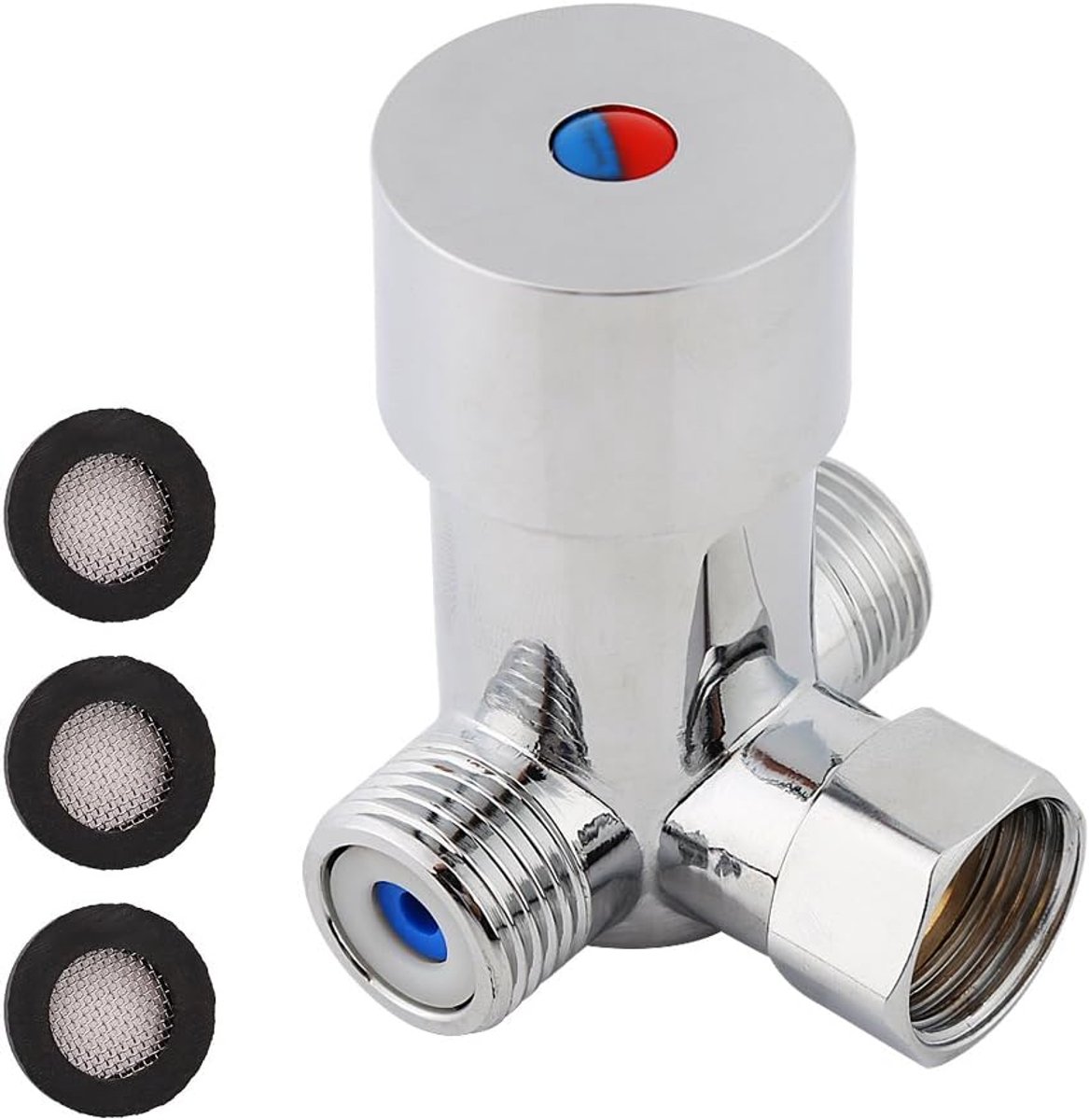 SnelShoppen - Hot Cold Water Mixing Valve - Thermostatische Mengkraan - Messing - 3-Weg - Automatische Temperatuurregeling - Voor Badkamer - Touchless