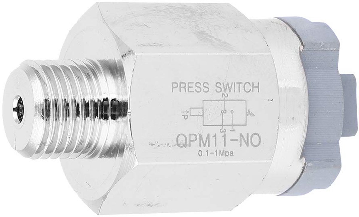 SnelShoppen - Verstelbare Lucht Drukschakelaar QPM11-NO G1/4 Inch, Pneumatische Drukschakelaar, RVS, IP54, 220 V AC, 48 V AC/DC, Micro Drukschakelaar