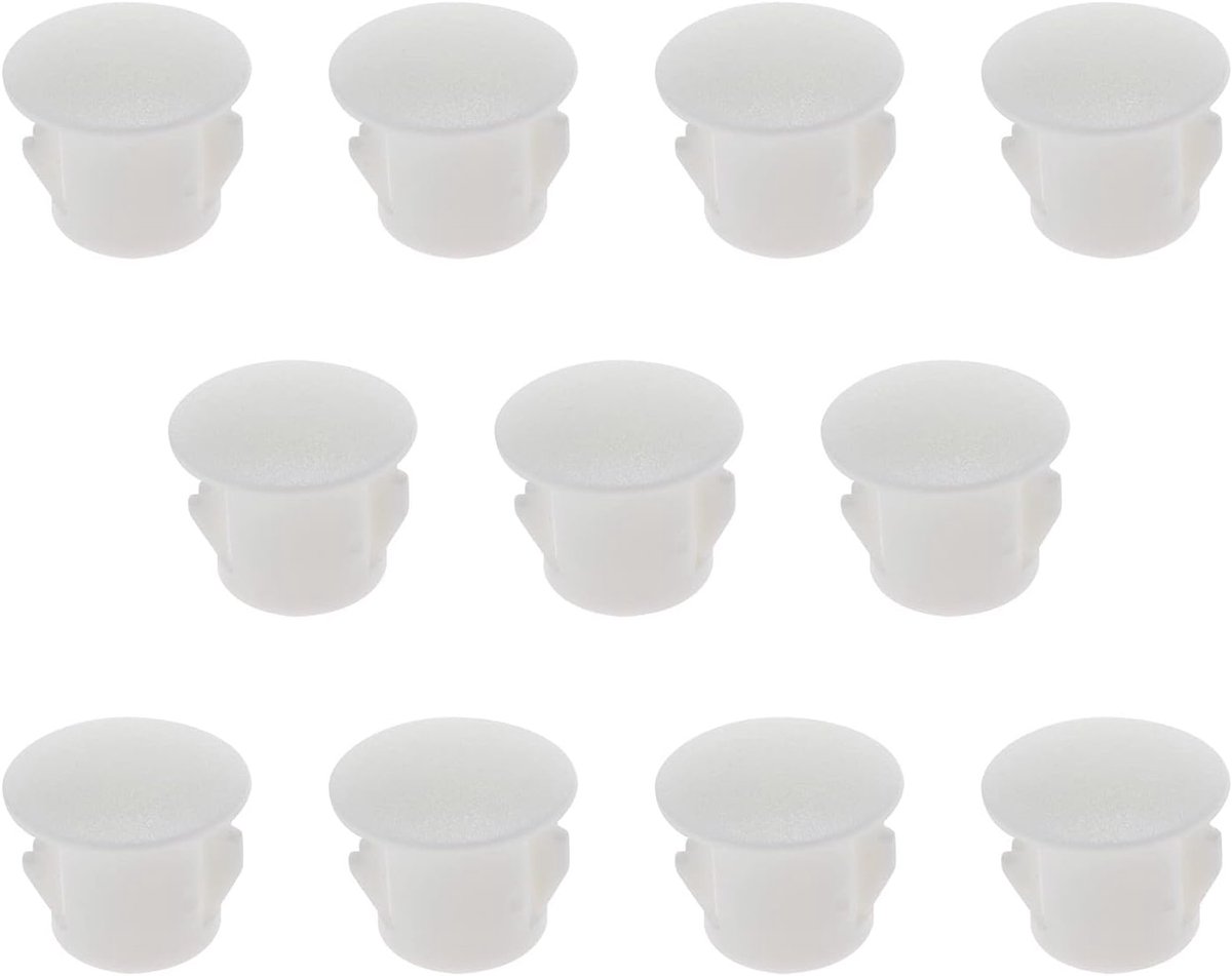 SnelShoppen - 100 Stuks Gatenpluggen Wit Kunststof 10mm Snap-in Sluitdop voor Gatenbuis 10-10.5mm voor Meubels, Tuinhekken, Kasten en Meubels