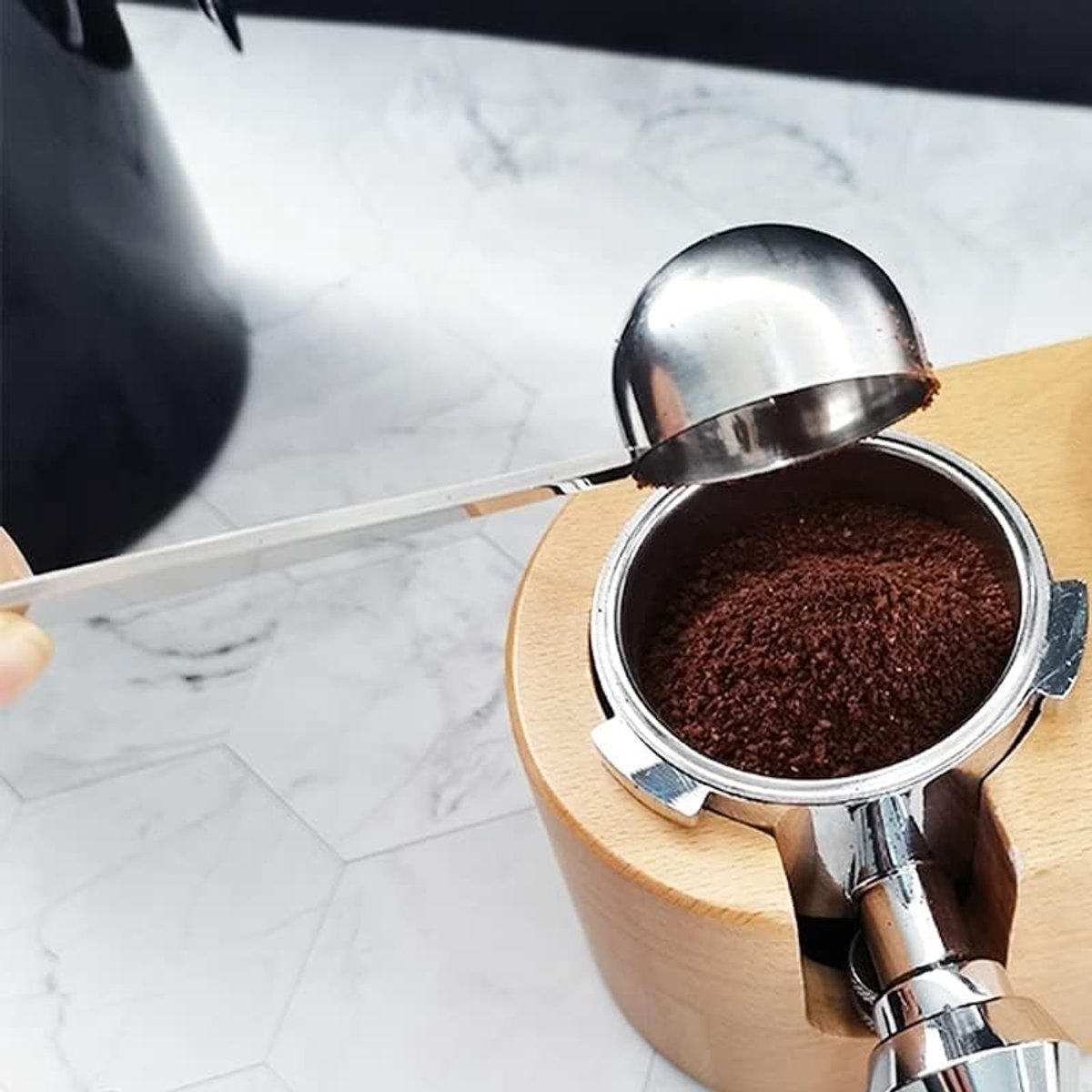 Koffielepel 2-in-1 RVS Maatlepel voor Koffiepoeder en Koffiebonen - Precisie Maatgereedschap voor Perfecte Koffie en Gemakkelijk Malen