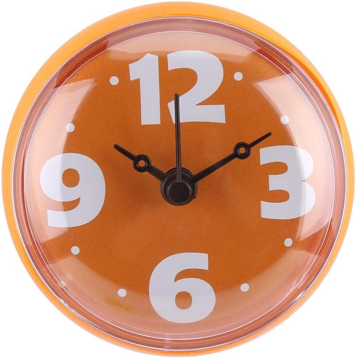 SnelShoppen - Waterdichte Wandklok voor Badkamer, Keuken, Suction Cup, 3 Kleuren, Oranje, Praktisch, Muurklok, Tijdbeheer, Exquisiet Ontwerp