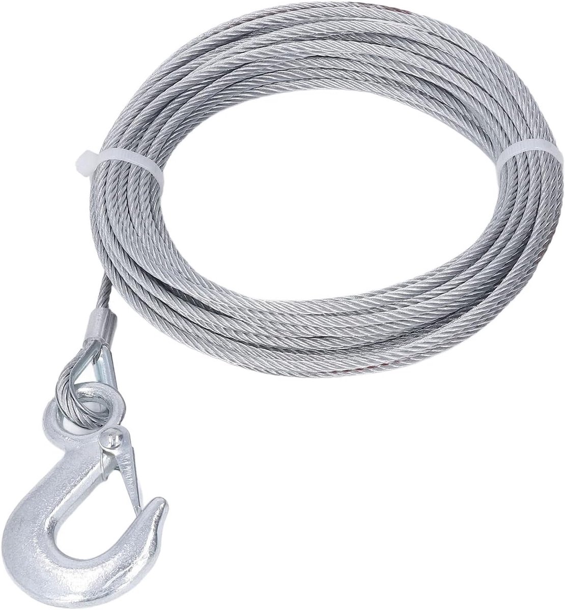 SnelShoppen - Vervangende Winch Kabel 4mm x 12M RVS Gegalvaniseerd 2000LBS Sterkte - Heavy-Duty Staal Draad Touw voor Ophangen, Bevestigen en DIY Proj