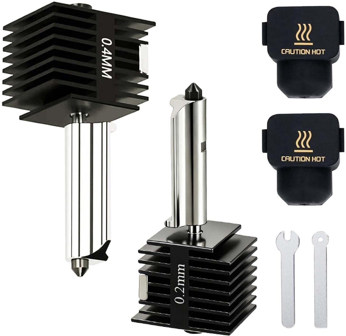 Vervangende Hotend Kit voor 3D Printer met 0.2mm en 0.4mm Printkop, Geschikt voor A1/A1 Mini, Gehard Staal, Precisie en Betrouwbaarheid