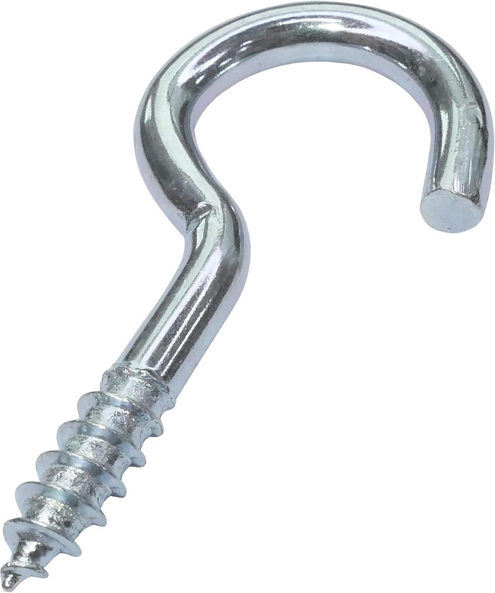 SnelShoppen - Schroefhaken voor Hout - 20 Stuks - Ø 4,4 mm x 50 mm - Gegalvaniseerd Staal - Voor DIY Projecten en Tuinaccessoires - Zilver