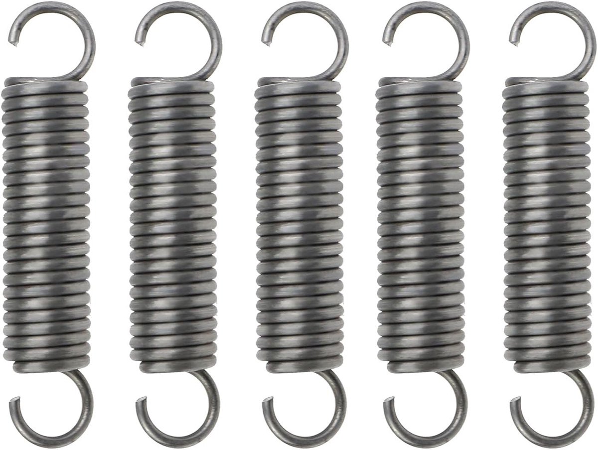 SnelShoppen - 5X Gecomprimeerde Spiraalveer met Dubbele Haak, Diameter 2.5mm, Buiten Diameter 18mm, Lengte 90mm voor Meubel- en Screen Deuren, Duurzaa