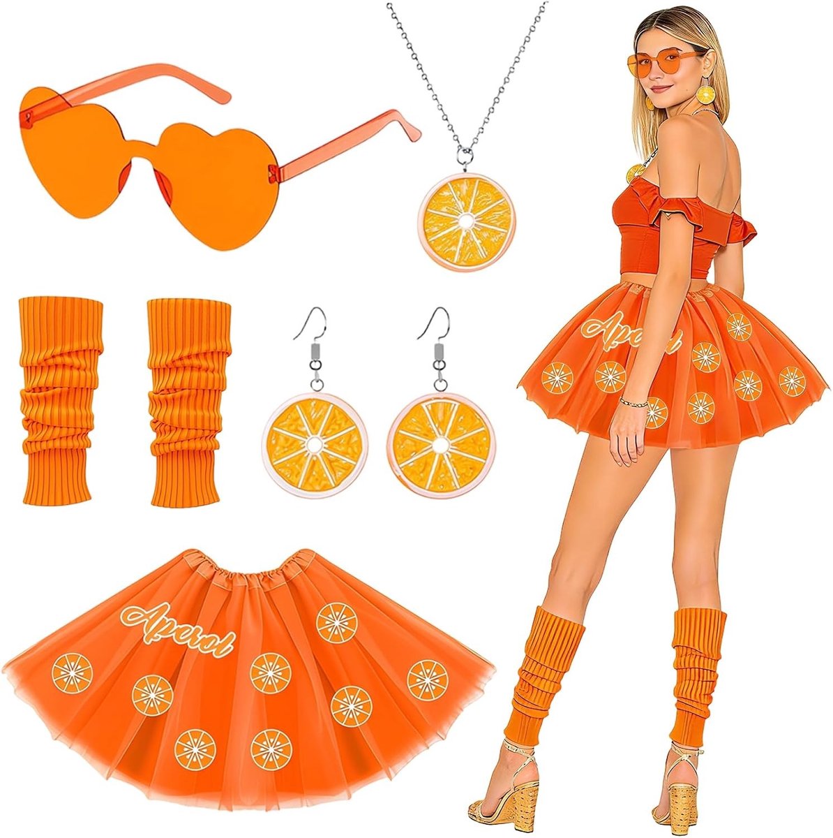 Vrouwelijk Carnaval Kostuum Set met Tutu Rok, Sieraden en Hartvormige Zonnebril voor Feestjes en Festivals