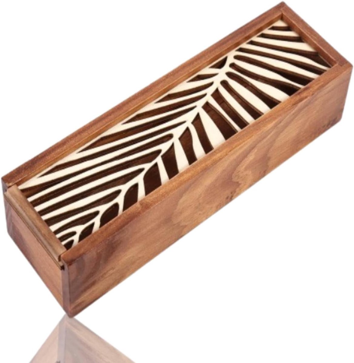 SnelShoppen - Houten Potloodhouder Retro Met Schuifdeksel, 19,2 x 5,6 x 4 cm, Voor Thuis, School, Kantoor, Creatieve Opberging, Perfecte Cadeaubox