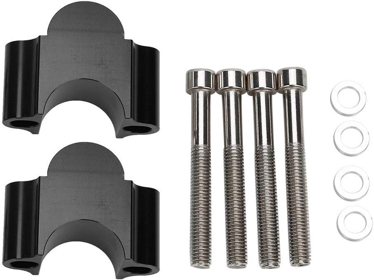 SnelShoppen - Handlebar Riser 28mm Hoogte Verhoger voor Motorfiets en ATV - Aluminium Montagebeugel - Zwart - 7/8 Inch