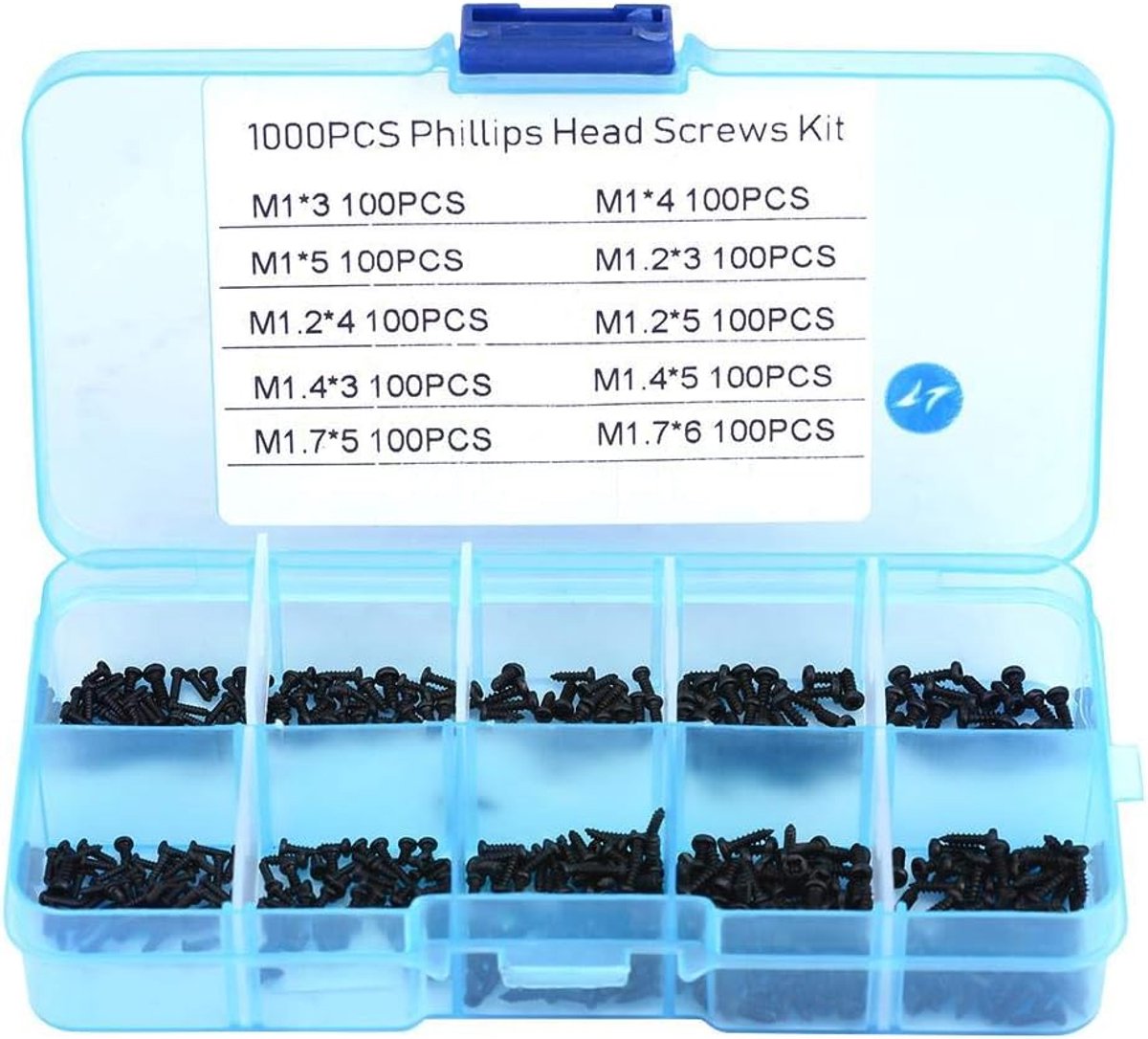 SnelShoppen - 1000 Stuks Roestvrijstalen Kleine Schroeven Kruiskop Zelftappende Bouten Assortiment Set voor Horloges, Brillen, Elektronica M1, M1.2, M