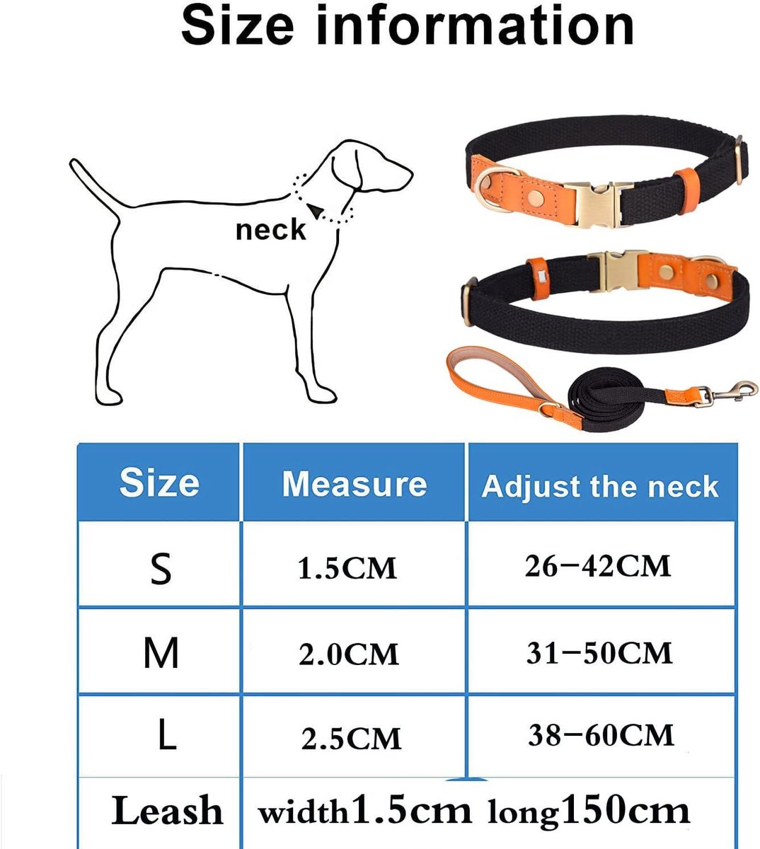 Hondenhalsband met metalen veiligheidsgesp - verstelbare nylon en leren halsband en lijnset - ShopVlot