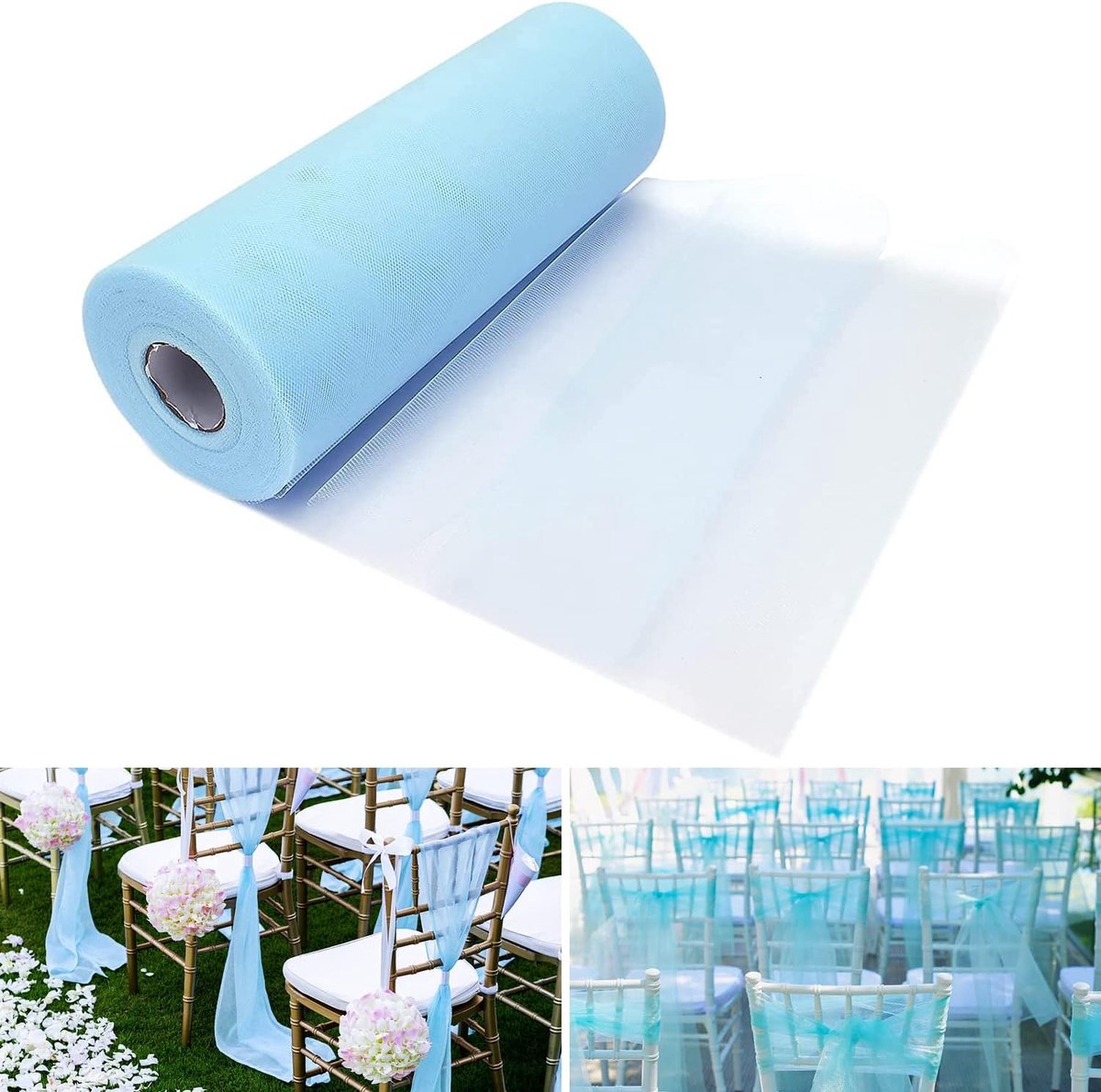 SnelShoppen - Tulle Rol 30cm x 91m, Donkerblauwe Tulle Tafelrunner voor Bruiloft, DIY Tutu Rok, Versiering voor Feesten en Speciale Gelegenheden