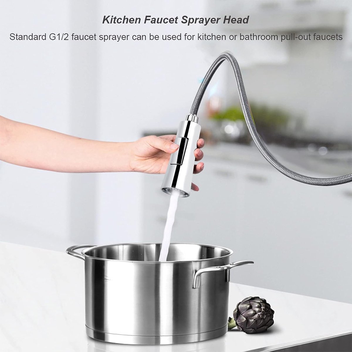 SnelShoppen - Keuken en Badkamer Faucet Sprayer, Spraykop, Uittrekbare Kraan Spraykop met Twee Waterstroom Modi, G1/2 Aansluiting, Waterbesparend Acce