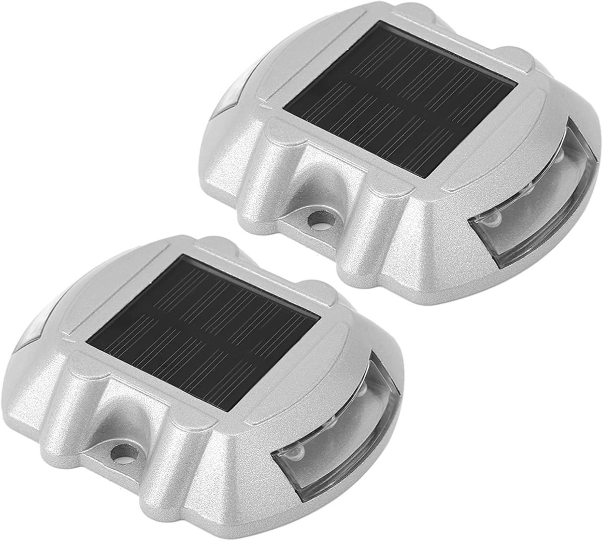 SnelShoppen - LED Wegreflector 2 Zijdige Reflector Verkeersmarkeringslamp Solar Oprit LED Licht 6 LED Zonne-energie Grondmarker Lichten voor Pad en We