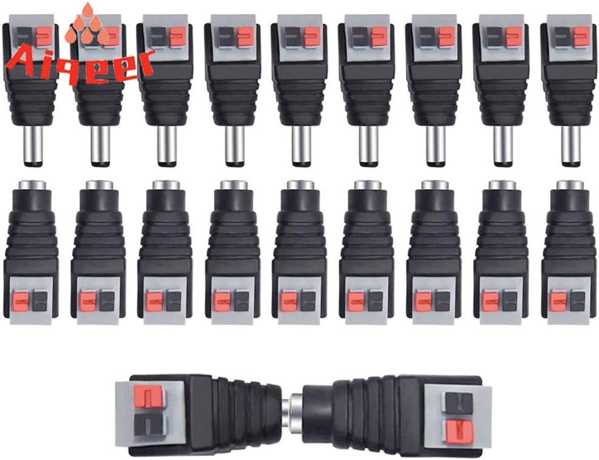 DC Plug Adapter Set 12V/24V - Male en Female - Snelle aansluiting - Voor CCTV camera's - ShopVlot