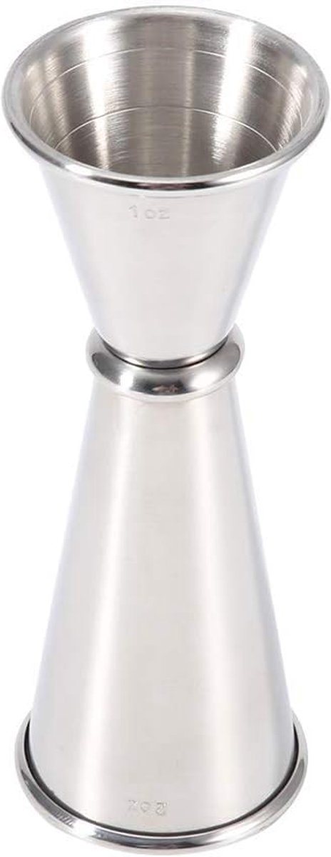 SnelShoppen - Double Cocktail Jigger RVS 2 Oz 1 Oz met Bakje voor Bartender - Perfecte Maat voor Feesten en Thuisgebruik
