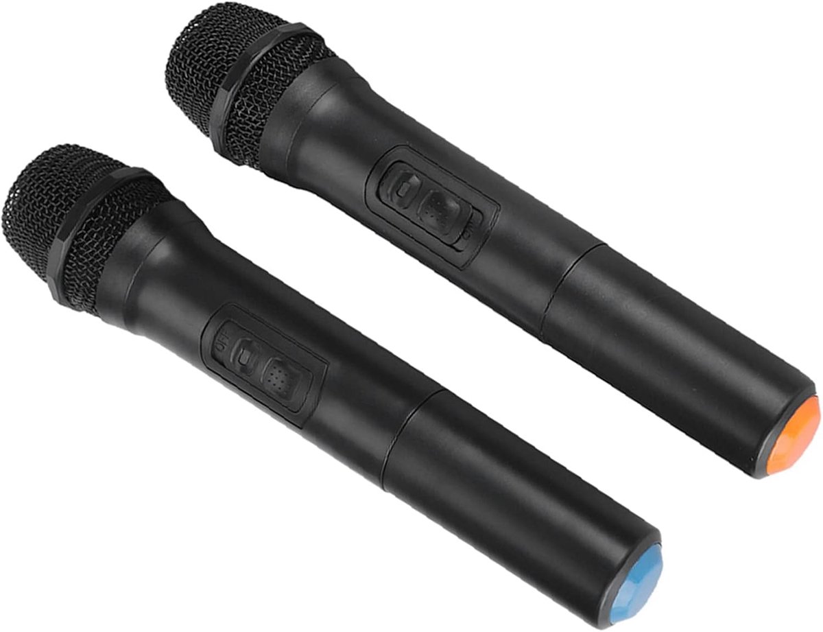 SnelShoppen - Draadloos Karaoke Microfoon Set VHF - 2 Kanalen Microfoons met Mini Ontvanger - Ideaal voor Feesten, Vergaderingen, Thuis, Kerk, Familie