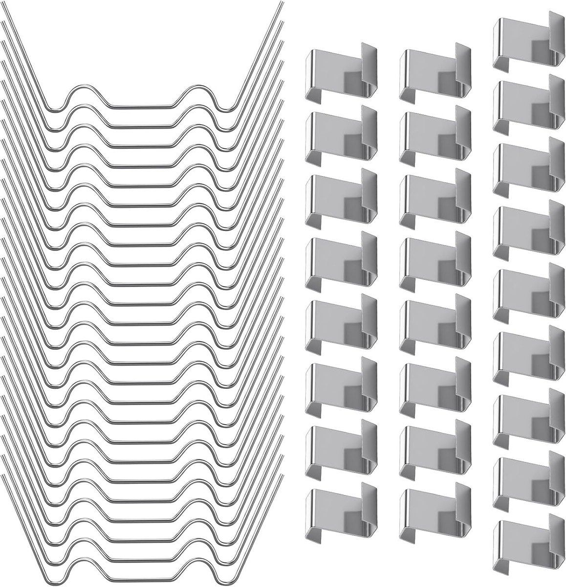 50 Stuks Glasklemmen voor Kassen, RVS Glasklemmen voor Raambevestiging, Vervangingsaccessoires voor Glazen Panelen en Kassen