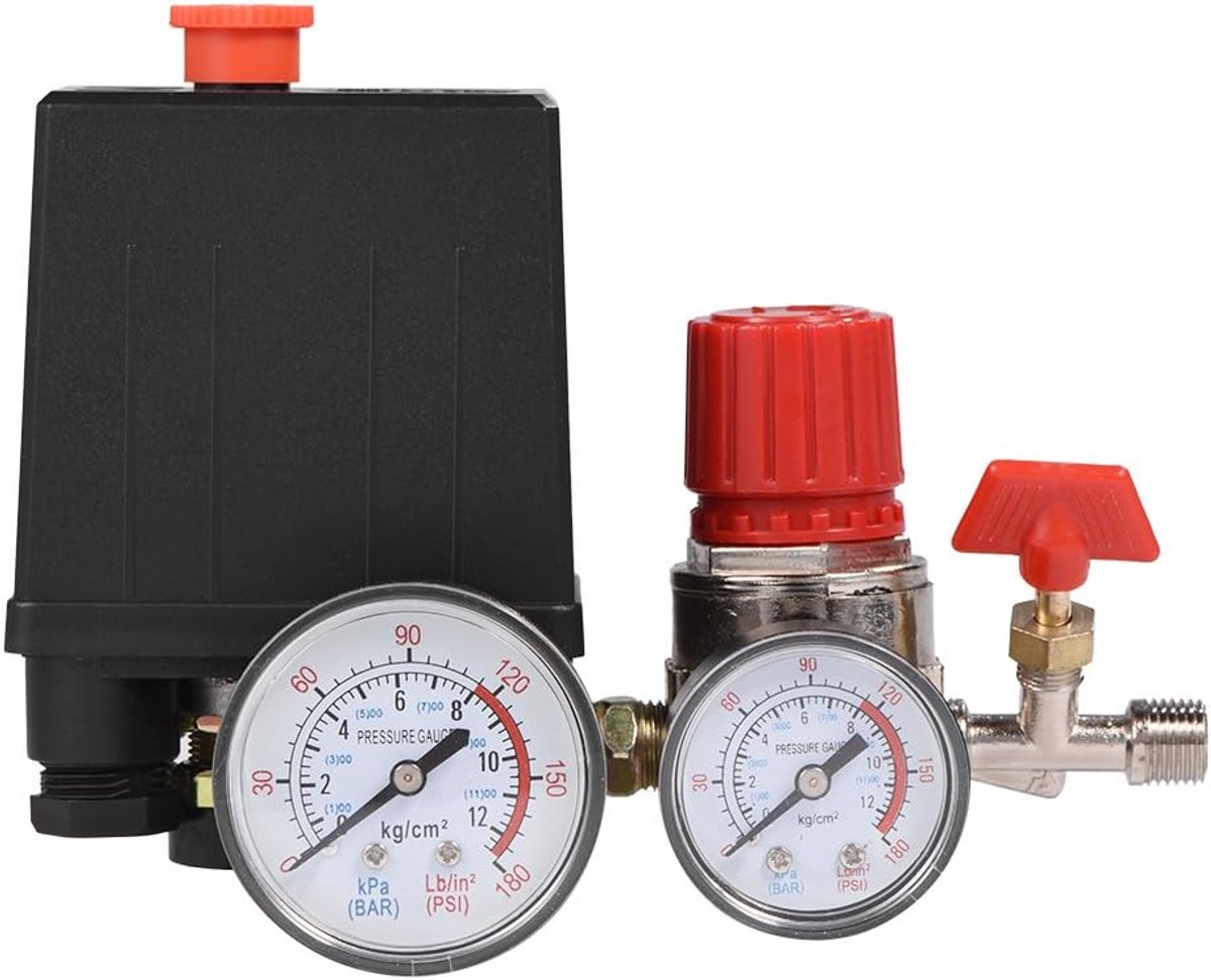 SnelShoppen - Pressure Regulator Luchtdrukregelaar, Compact en Lichtgewicht Drukschakelaar voor Luchtcompressor, Snelle Drukverlaging, Duurzaam en Bet