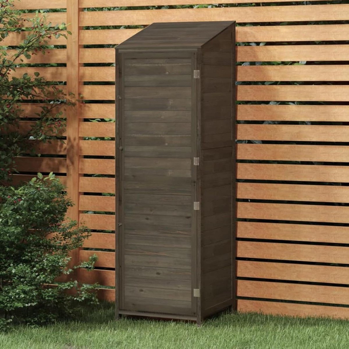 Gereedschapsschuur - Tuinkast Hout - Tuinspullen Opbergen - Stabiel Massief Hout - 55 x 52 x 1745 cm - Antraciet
