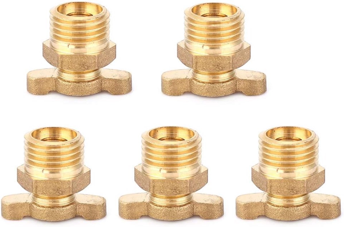 SnelShoppen - 5-delige Afvoerkraan Set, 1/4" Messing Afsluitkraan, Hoogwaardige Afvoeronderdelen voor Luchtcompressor, Compact en Betrouwbaar