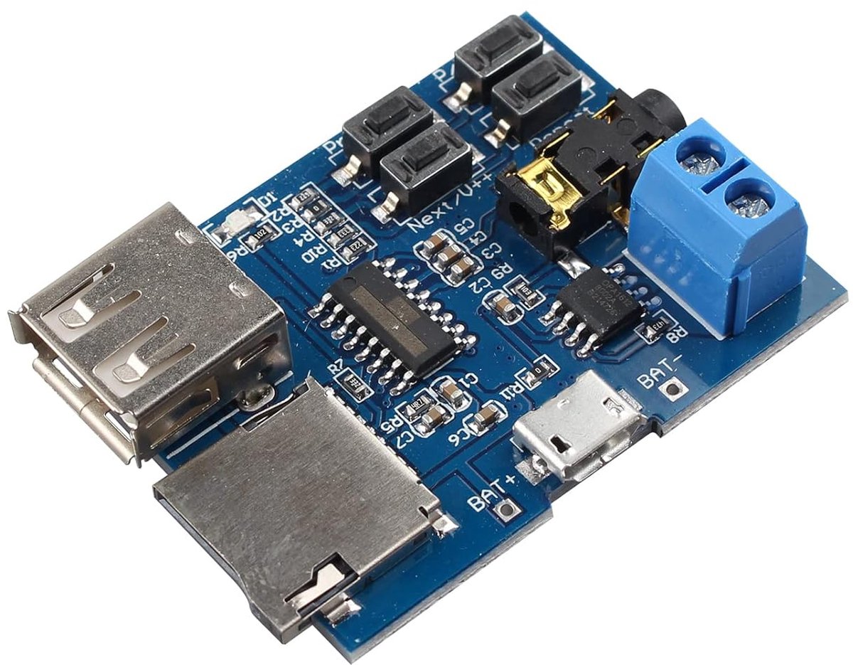 SnelShoppen - MP3 Decoder Power Versterker Audio Module met Lossless Geluidskwaliteit, Ondersteuning voor TF Kaart en USB, 3.5mm Aansluiting voor Hoof