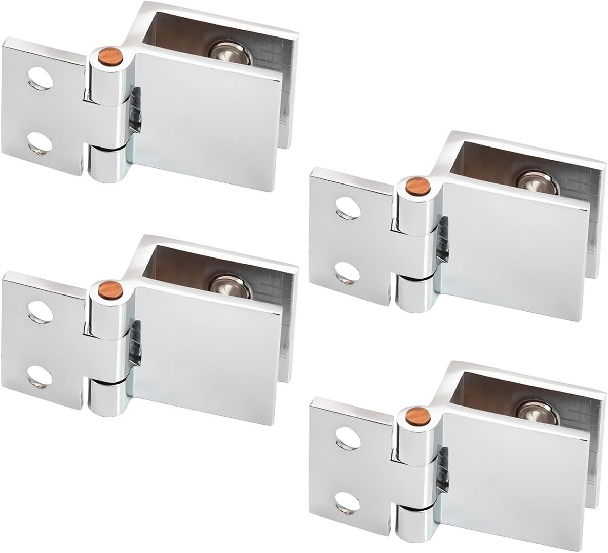 Verstelbare glazen scharnierclips, 4 stuks, hoogwaardige zinklegering, perfect voor douchedeuren en glasbevestiging