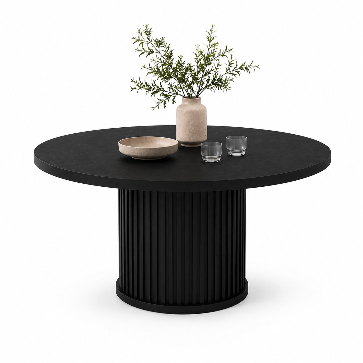 Jurrys Eettafel - Eetkamertafel Rond - Keukentafel - 4 tot 6 personen - Metalen onderstel - Industrieel - 120cm - Zwart
