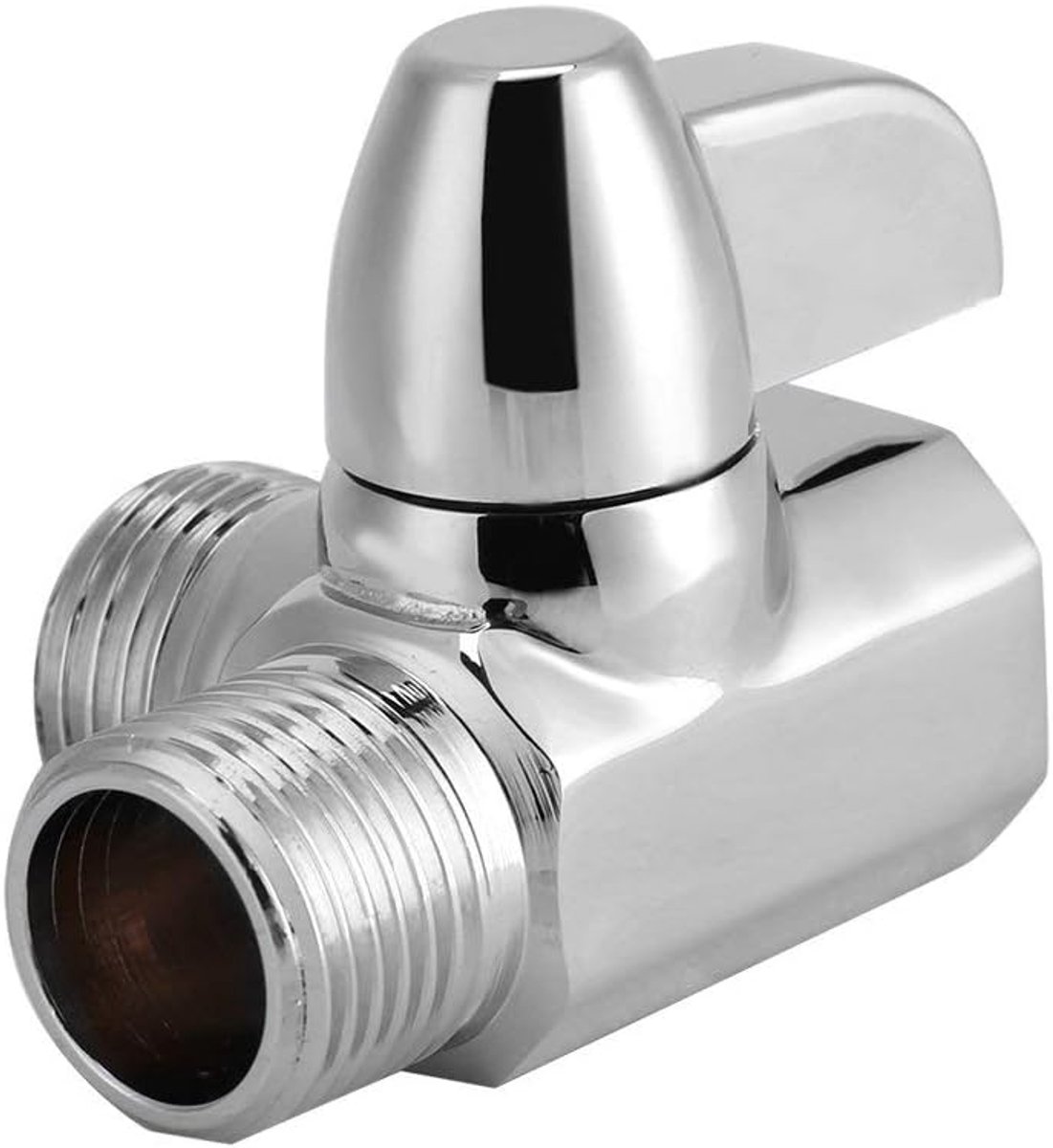 SnelShoppen - Universele 3-Weg T-vormige Douche Inverter Ventiel G1/2 Inch Messing Chroom Adapter voor Douchearm, Eenvoudige Installatie, Anti-Roest
