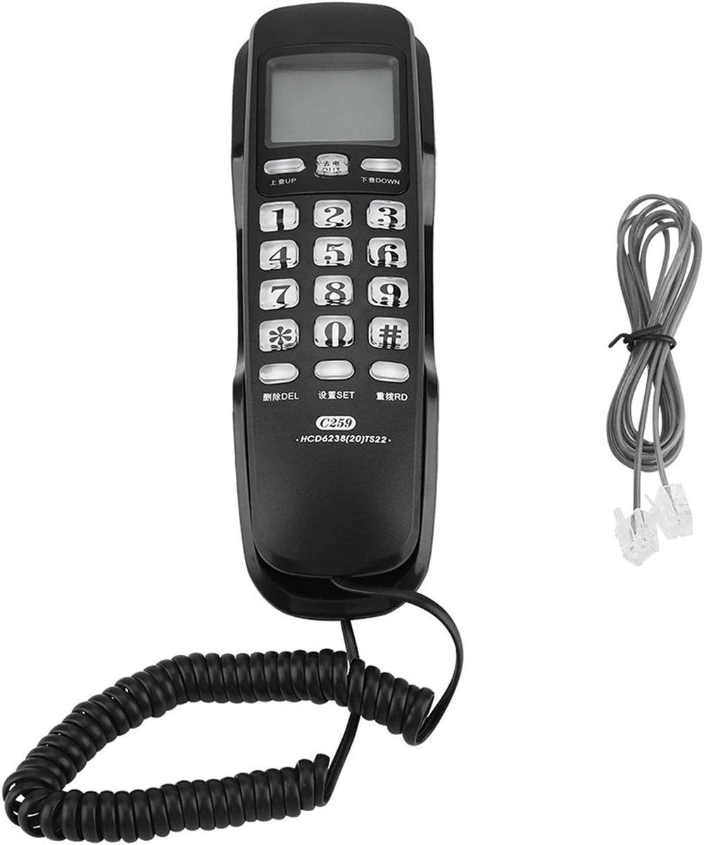 SnelShoppen - Wandtelefoon met geluidsisolatie, analoge telefoon voor thuis of kantoor, kabelgebonden, flexibele installatie, met nummerweergave