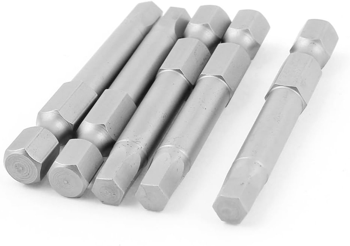 SnelShoppen - 5 Stuks 5mm Hex Schroevendraaier Bits met Magnetische Hex Shank, 1/4 Inch, Metaal, Ideaal voor Klussen en Reparaties