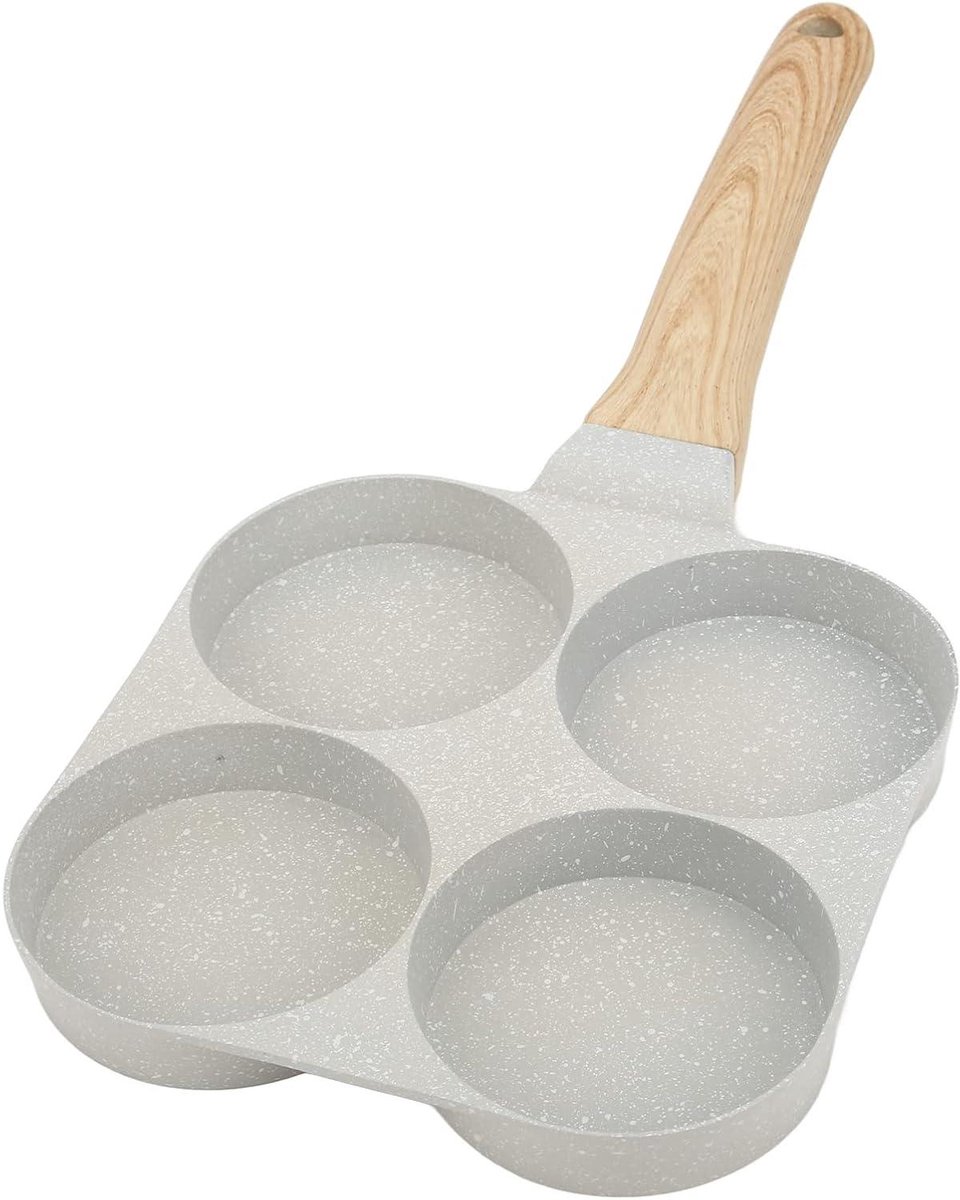 Eierpan met 4 Gaten - Koekenpan Ontbijt - Ontbijt Maken - Anti-aanbaklaag - 4 Kopjes - Zwart