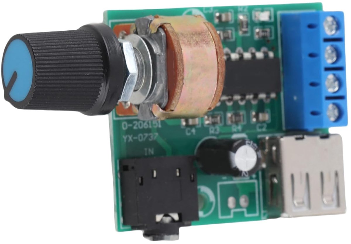 SnelShoppen - PM2038 5V Laag Voltage/DC USB Stereo Versterker Module met Afstandsbediening, Oververhittingsbeveiliging en Spanningsonderdrukking