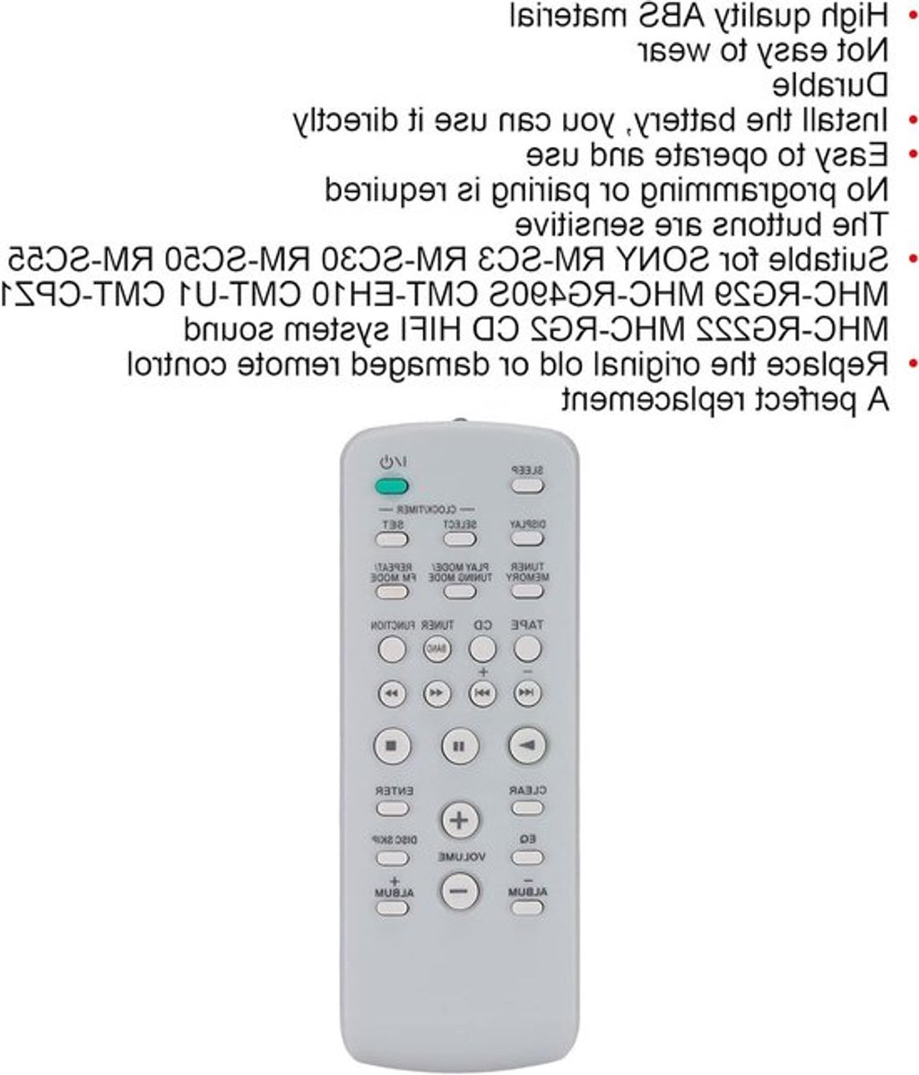 Universele Vervangende Afstandsbediening voor CD HIFI Systemen, Compatibel met Diverse Modellen zoals RM SC3, RM SC30, en MHC RG490S