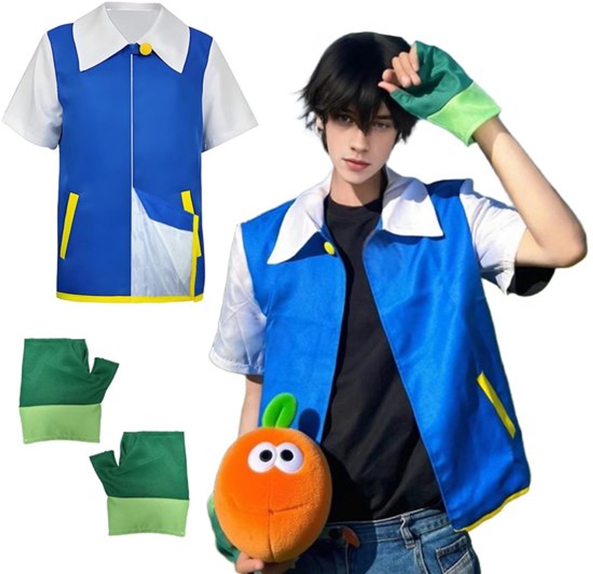 Anime Kostuum Klassiek - Cosplay Outfit - Uniseks Carnaval - Korte Mouwen - Inclusief Handschoenen - Hoogwaardig Polyester