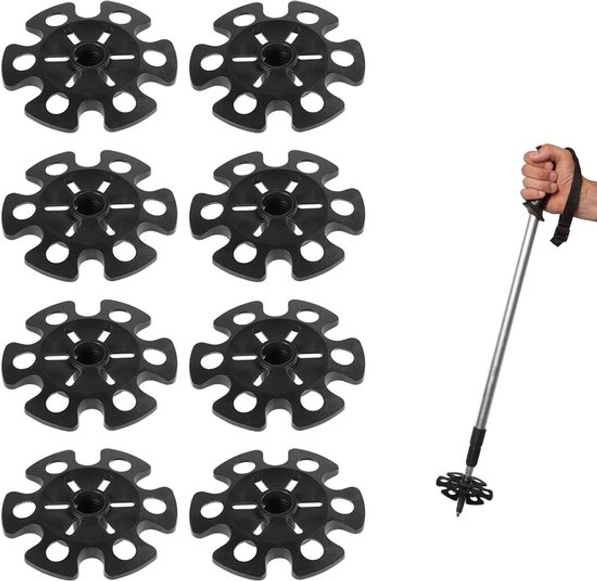 8 Stuks Sneeuwmanden voor Wandelski's, Vervangende Mandjes voor Trekkingstokken, Ideaal voor Hiking en Bergtochten