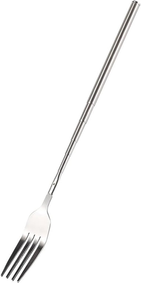 Verlengbare RVS Telescoopvork met Lange Handgreep voor BBQ, Fruit en Dessert - In hoogte verstelbaar van 22 tot 64 cm