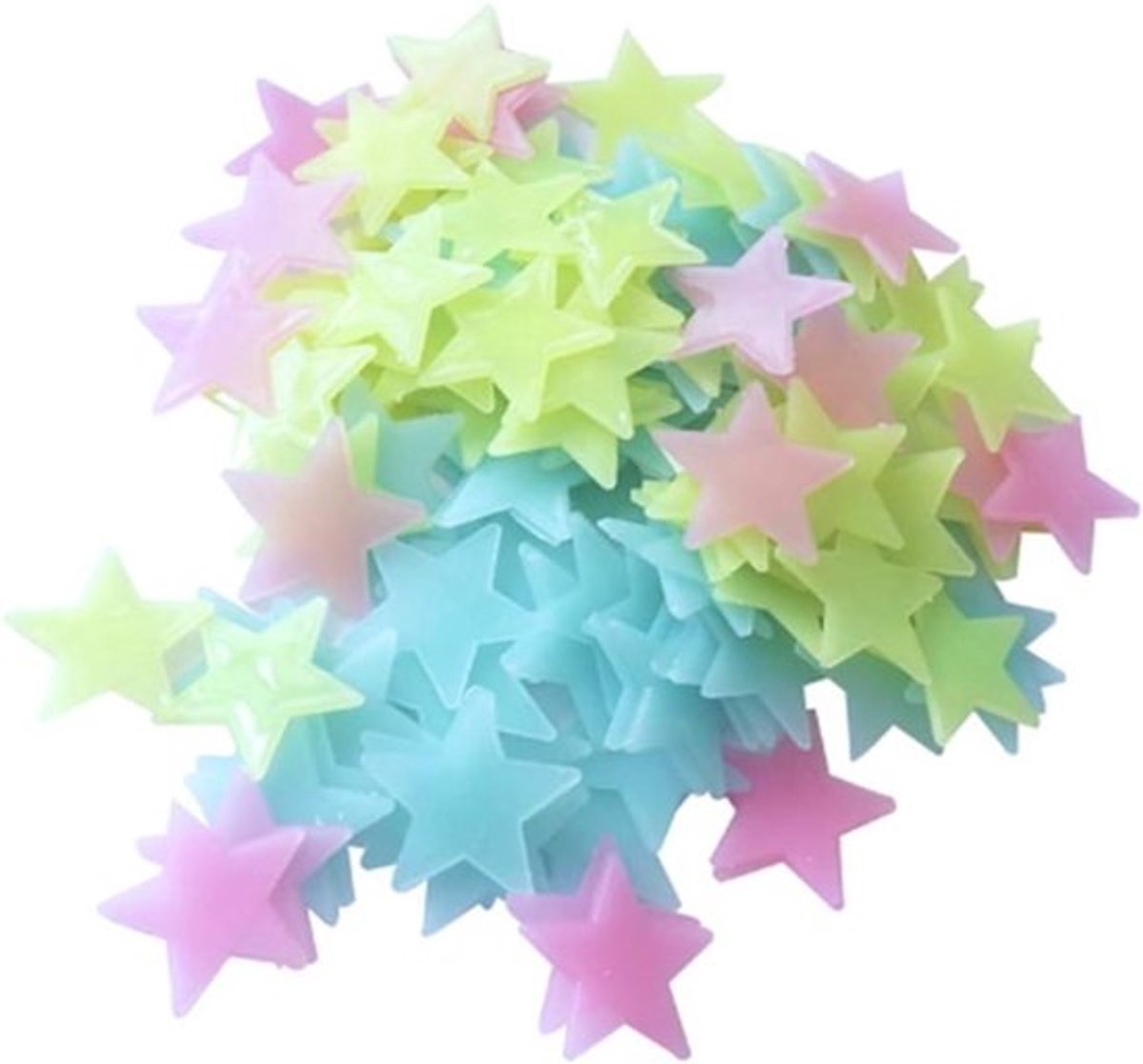 3D Sterren voor Muur en Plafond, 100 Stuks Fluorescerende Wandstickers voor Kinderen, Nachtlamp Decoratie voor Kinderkamer
