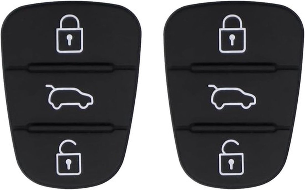 Vervangende Sleutelbehuizing voor Hyundai en Kia - 2 Stuks Rubber Toetsen met 3 Knoppen voor i10, i20, i30, ix20, ix35, Sportage, Ceed, Soul en Venga