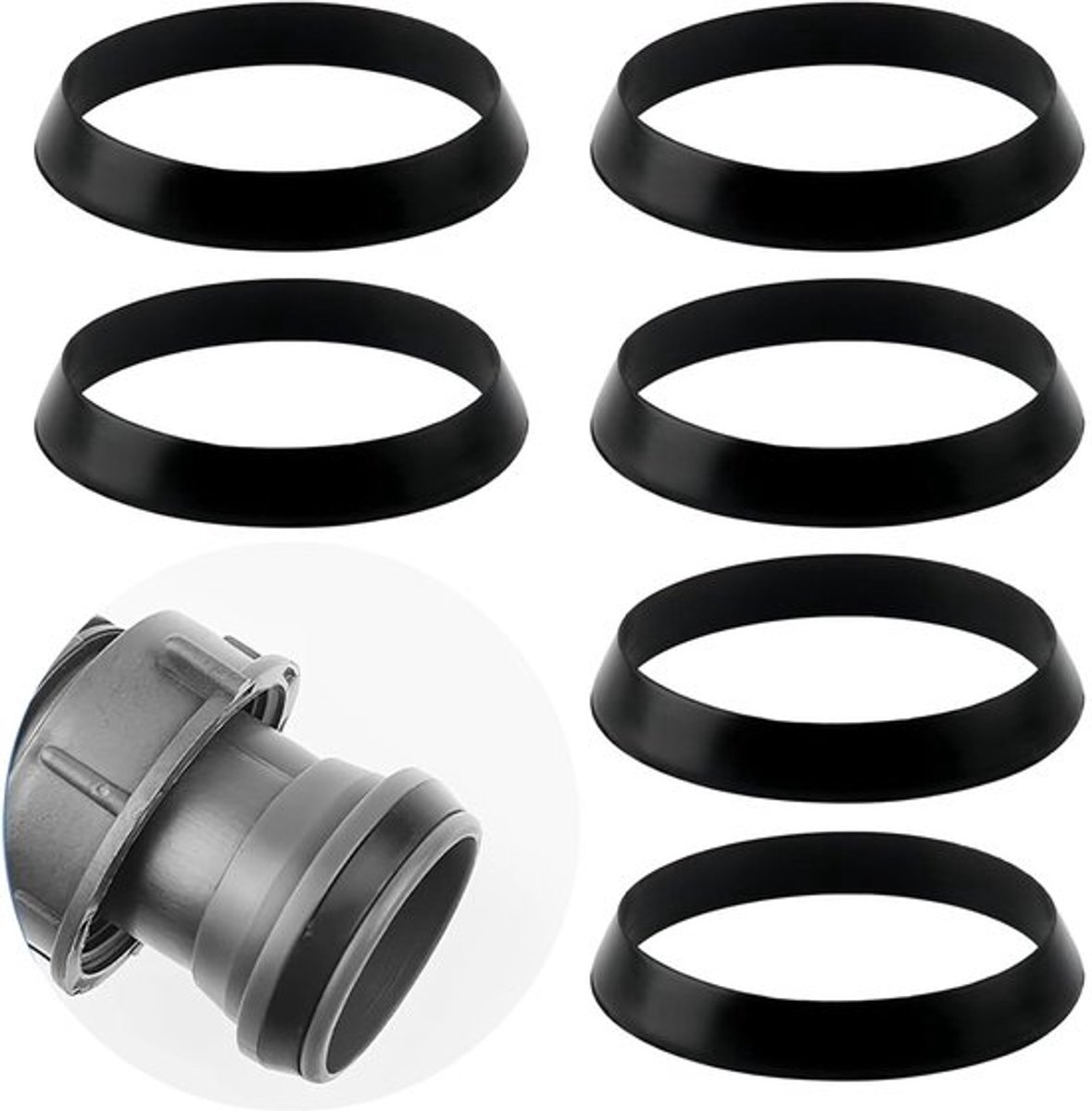 Set van 6 rubberen ringen van 40mm voor afvoerbuizen, silicone afdichtingen en sifons voor keuken en tuin.