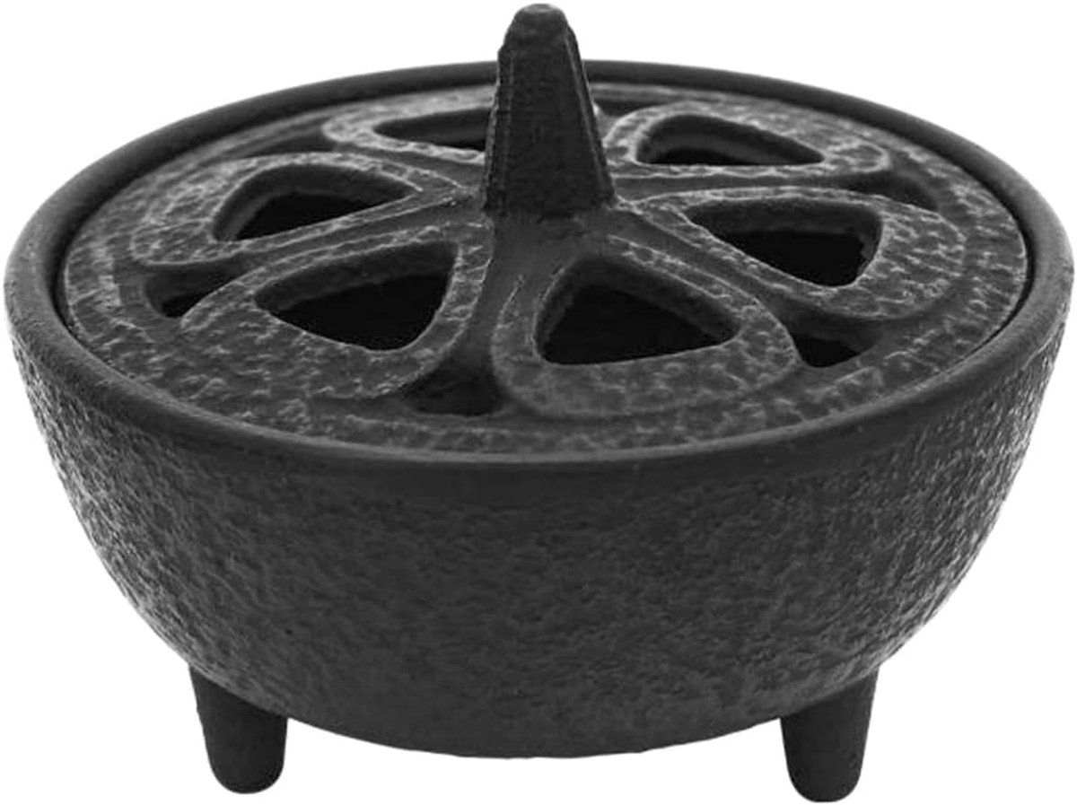 SnelShoppen - Cast Iron Incense Burner Houder Zen Design met Deksel voor Thuisdecoratie, Meditatie en Ontspanning, Multifunctioneel voor Wierookstokje