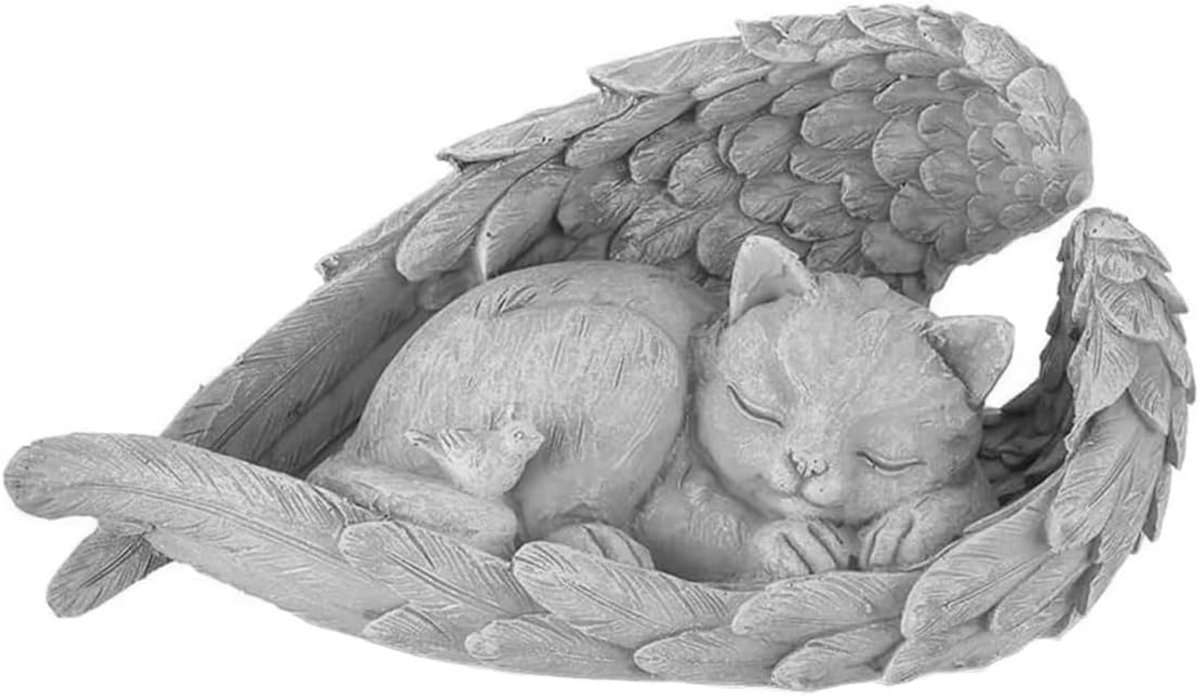 SnelShoppen - Memorial Stone Beeld voor Huisdieren - Kat Engel Grafsteen - Herinneringssteen voor Tuin Graven - Decoratieve Ornamenten voor Thuis - Li