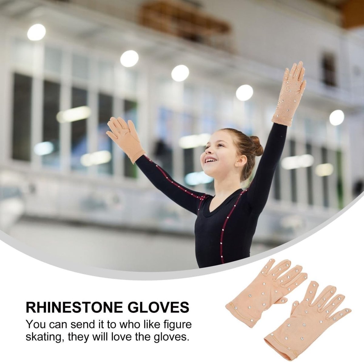 Elegante Glitterschaats Handschoenen - Antislip Thermische Handschoenen voor Vrouwen en Meisjes, Ademend en Comfortabel voor Schaatsen en Dagelijks Gebruik, 1 Paar