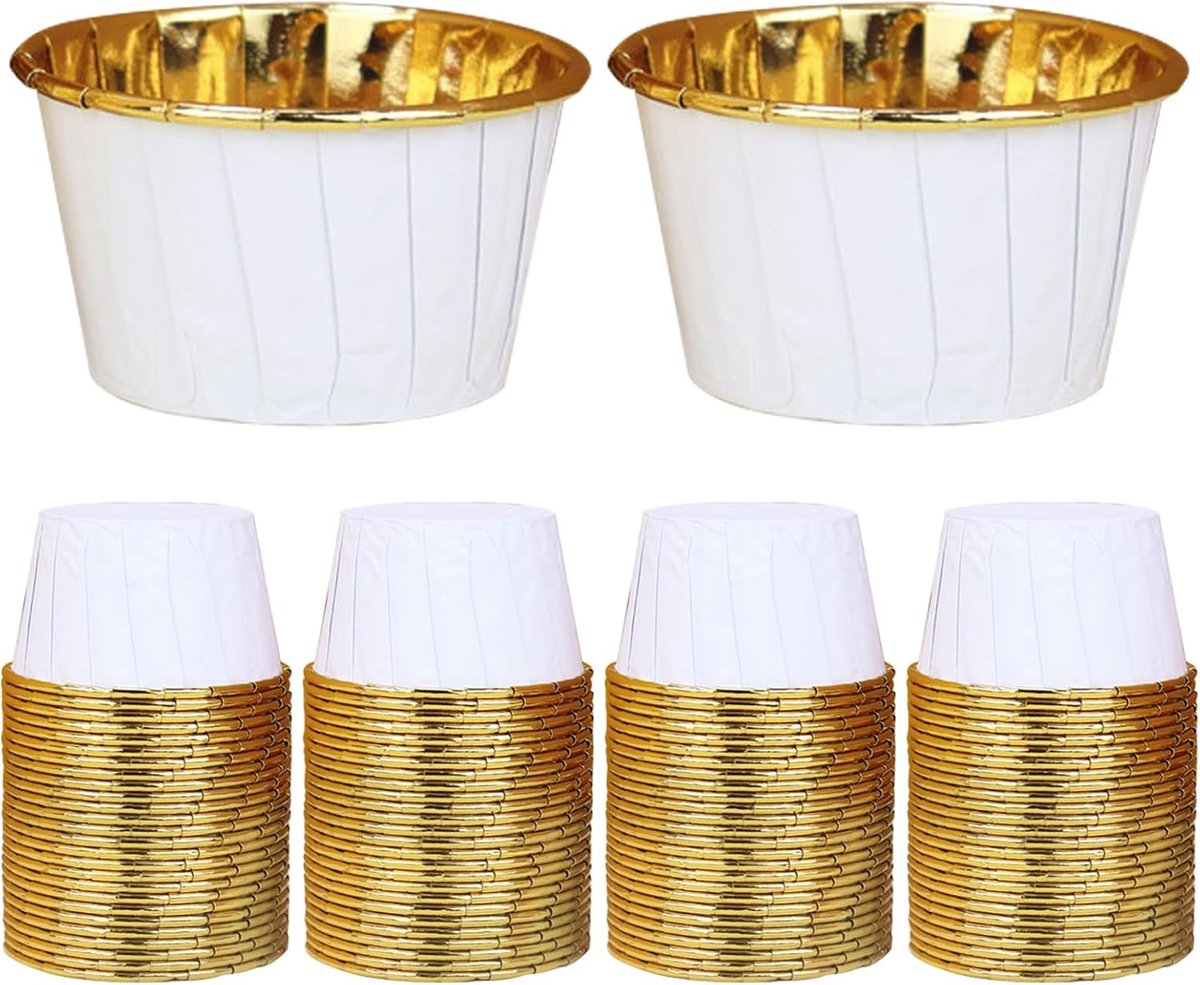 SnelShoppen - Pack van 100 Cupcake Mallen, Muffin Mallen, Papieren Muffin Mallen, Goud, Voor Verjaardag, Feest, Bruiloft, Kerst, Mini Muffins