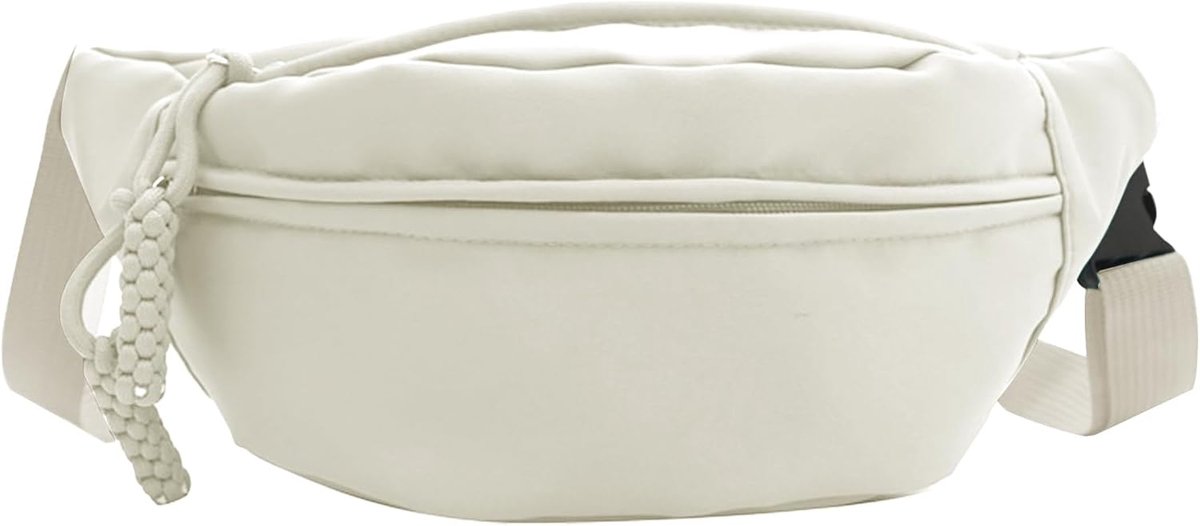 SnelShoppen - Half Moon Bag, Bulk Ball Bag, Schoudertas, Heuptas, Witte Modieuze Tas voor Dagelijks Gebruik, Hoge Kwaliteit Oxford Materiaal, Voor Tel