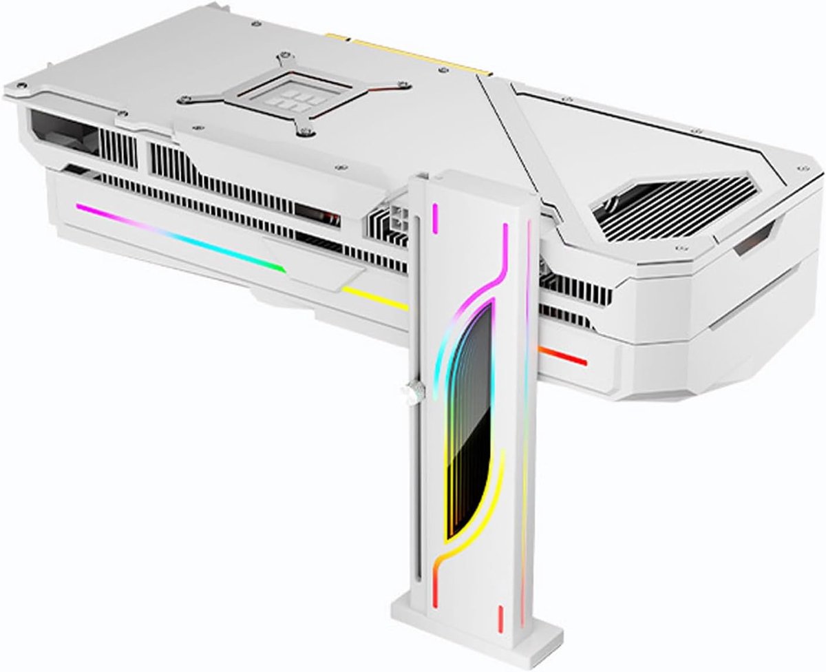 SnelShoppen - Hoogte Verstelbare RGB GPU Stand, Aluminium Legering 19-153mm Verstelbare Grafische Kaart Houder met Magnetische Basis, Anti Sag Beugel
