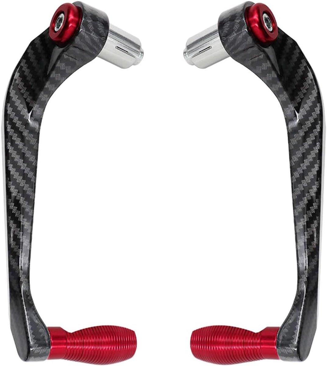 SnelShoppen - Motorfiets Handbescherming 22mm Handvat Beschermers Remhebel Koppeling Rood CNC Aluminium Carbon Fiber